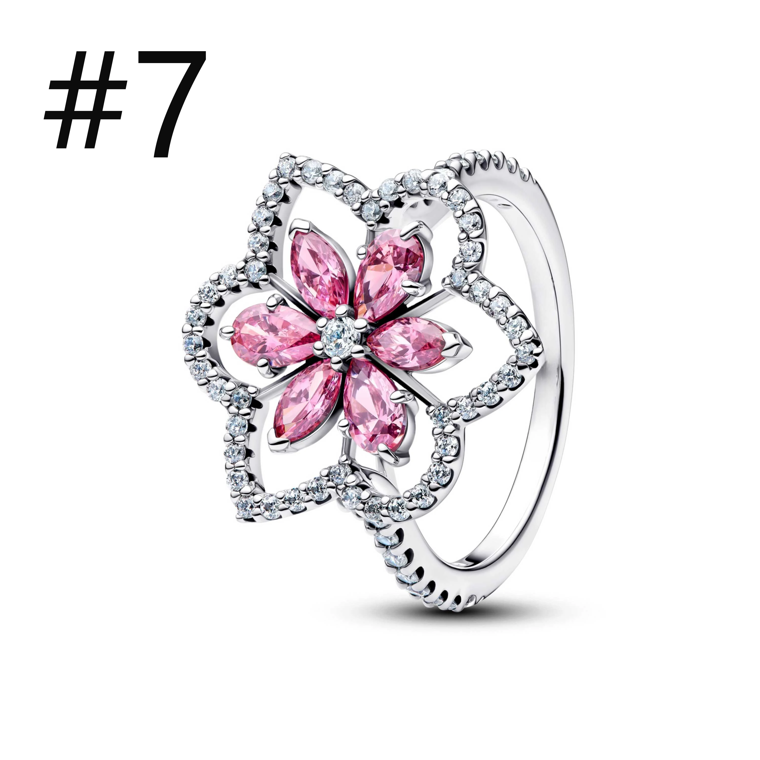 Women's Romantic 925 Sterling Silver Pink Flower Butterfly Set