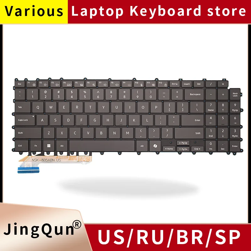 

New US English Russian RU Backlit For Samsung Galaxy Book Pro 360 950QDB NP950QDB NP950QED 950QED 750QFG NSK-8ABBN keyboard