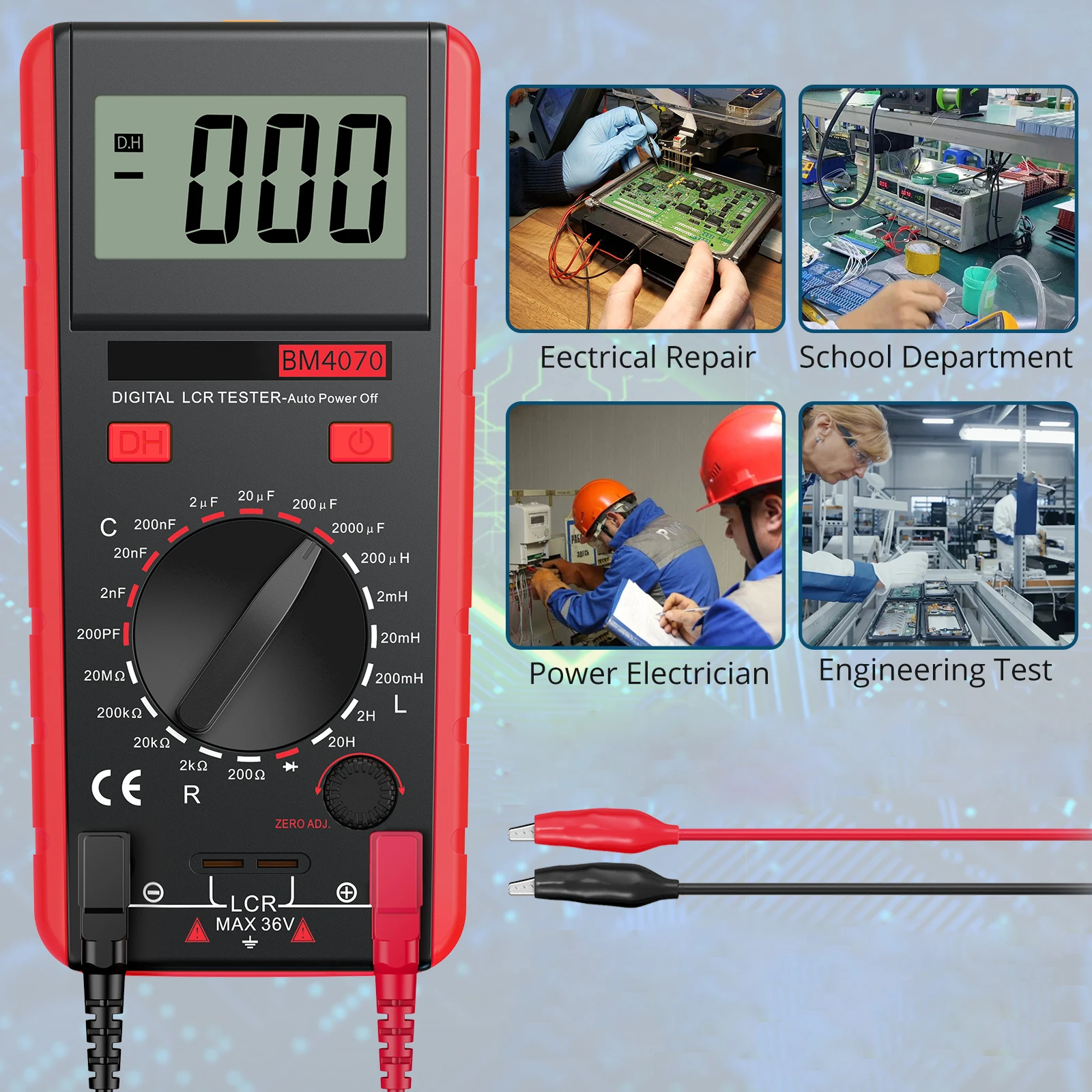 Proster Lcr Medidor Capacitância Indutância Resistência Auto-descarga Lcd Digital Multímetro Tensão Tester Multimetro para Bm4070