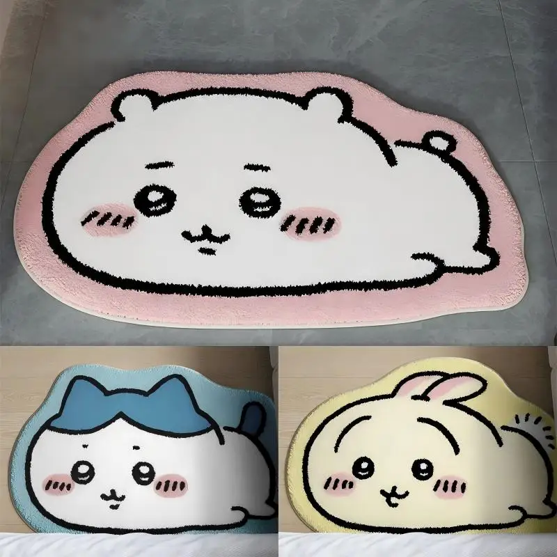 Tapete de Desenho Animado Chiikawa Anime Hachiware Usagi, Tapete de Chão de Pelúcia, Tapete Antiderrapante para Banheiro, Almofada para Carro, Decoração Macia para Sala de Estar
