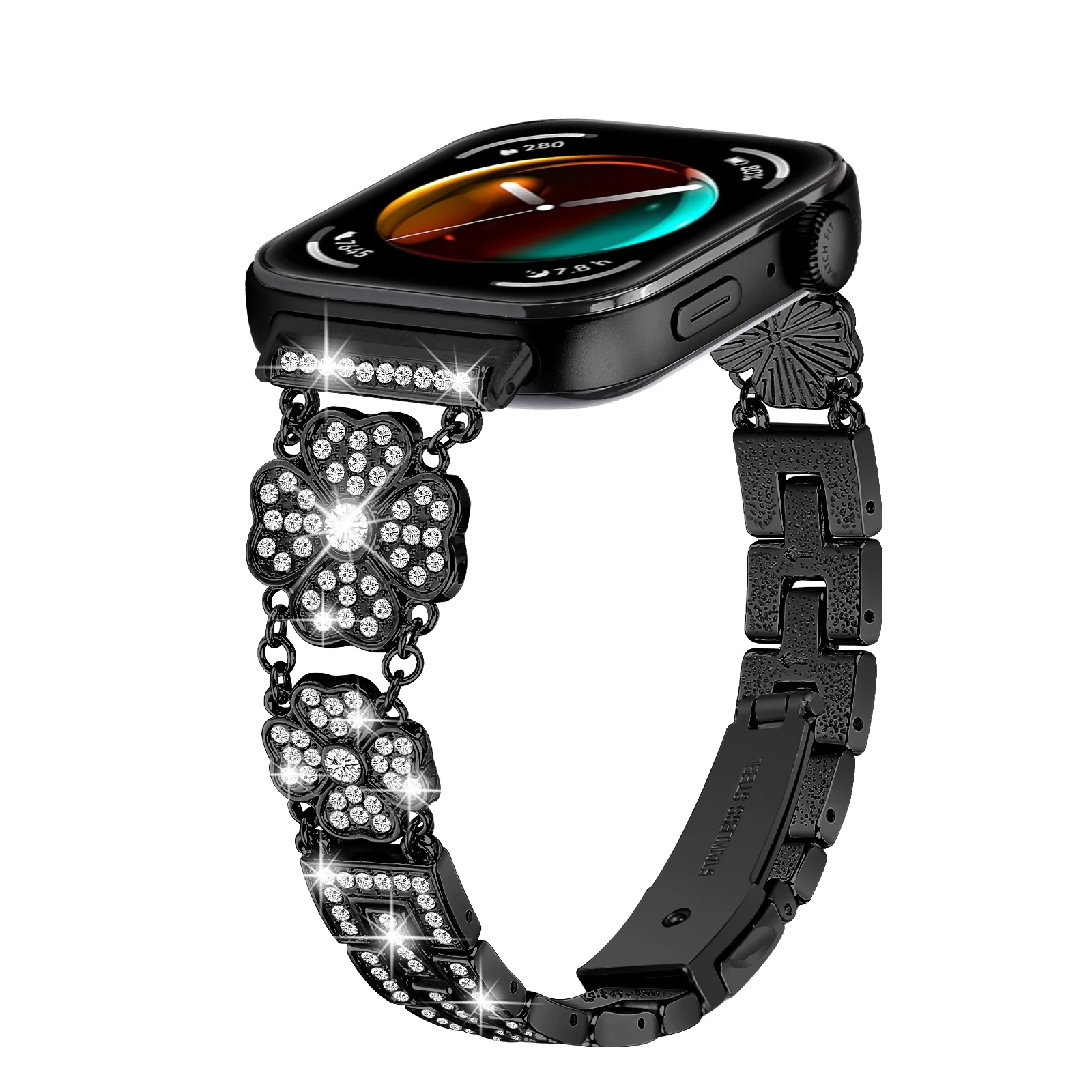For Huawei Watch Fit 3 4 5 Strap Stainless Steel band Clover Shape Metal Diamond Bracelet Correa for Huawei fit 5 5pro Watchband
