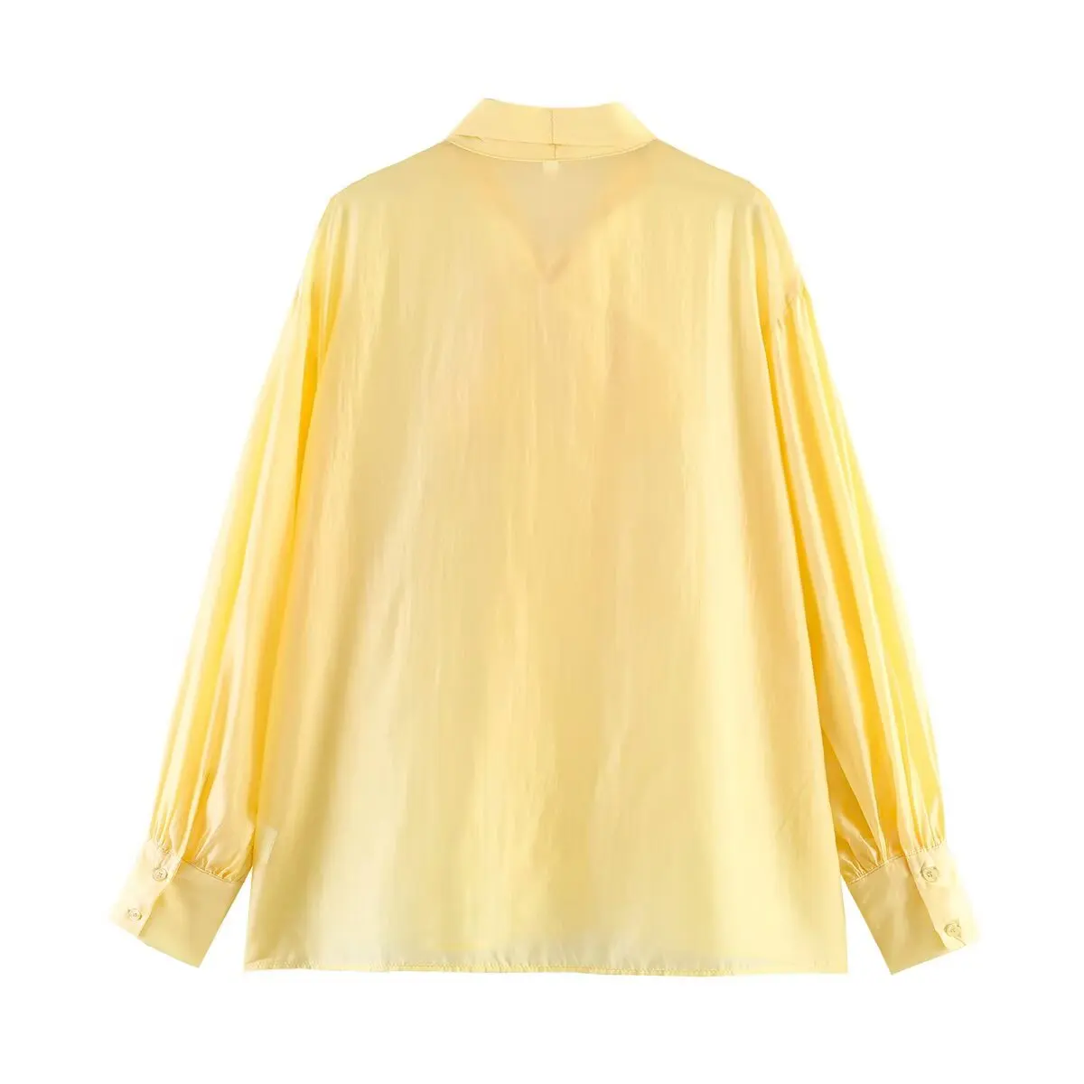 TFMLN Schicke Damen-Bluse mit Schleife, Eleganter Langarm-Pullover mit Schnürkragen, Vintage-Hemden, Einfarbige Damen-Oberteile im High-Street-Stil, Dünnes Top 2026 – Detail 3