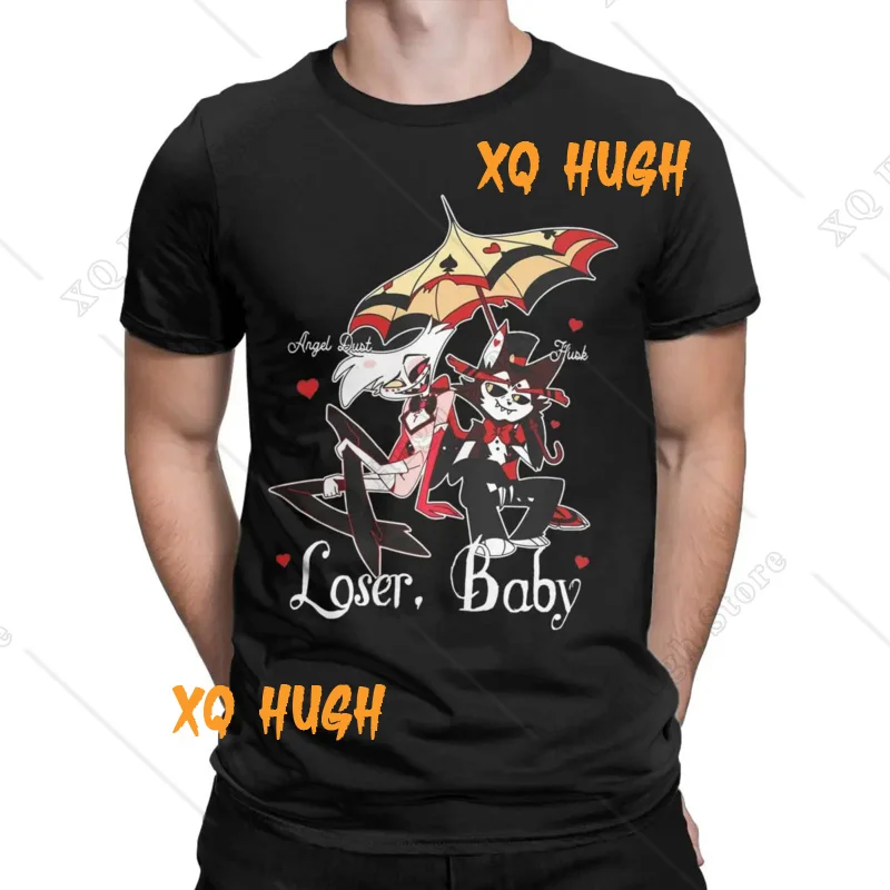 Men's Hazbins Hotels Angel Dust X Husk Loser T Shirt 100% Cotton Clothing Short Sleeve Crewneck Tee Shirt Classic T-Shirt