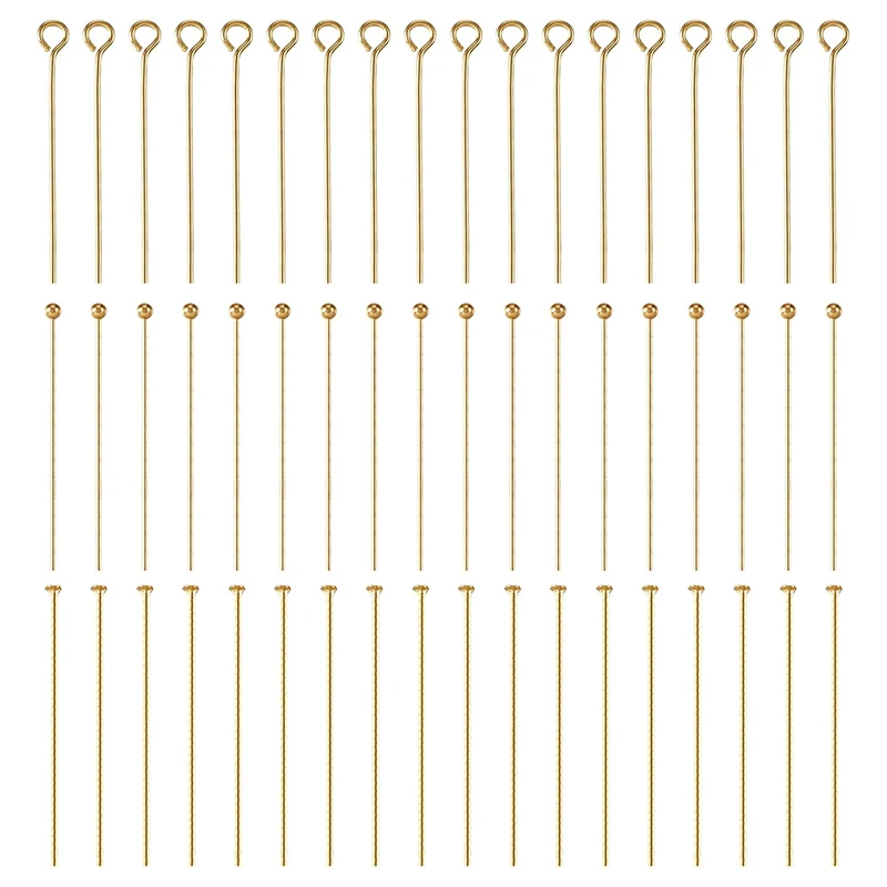 

18K Gold Plated Brass Eye Pins Flat & Ball Head Pins Copper Jewelry Pins Needles for Crafts DIY Earring Pendants Jewelry Making