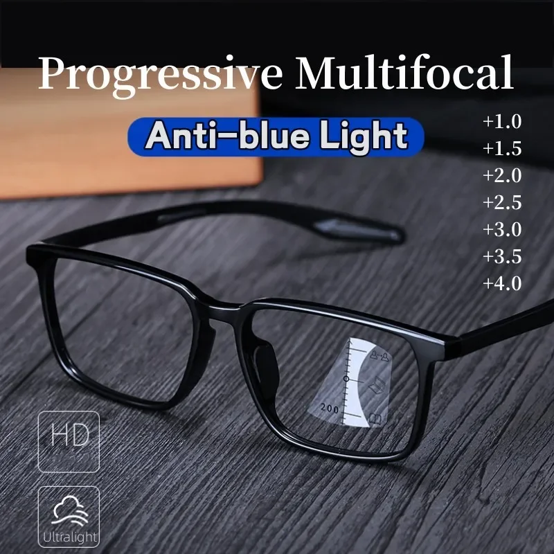 

Progressive Multifocal Reading Glasses for Women Men Vintage Bifocal Far Near Sight Eyeglasses Sports TR90 Presbyopia Eyewear