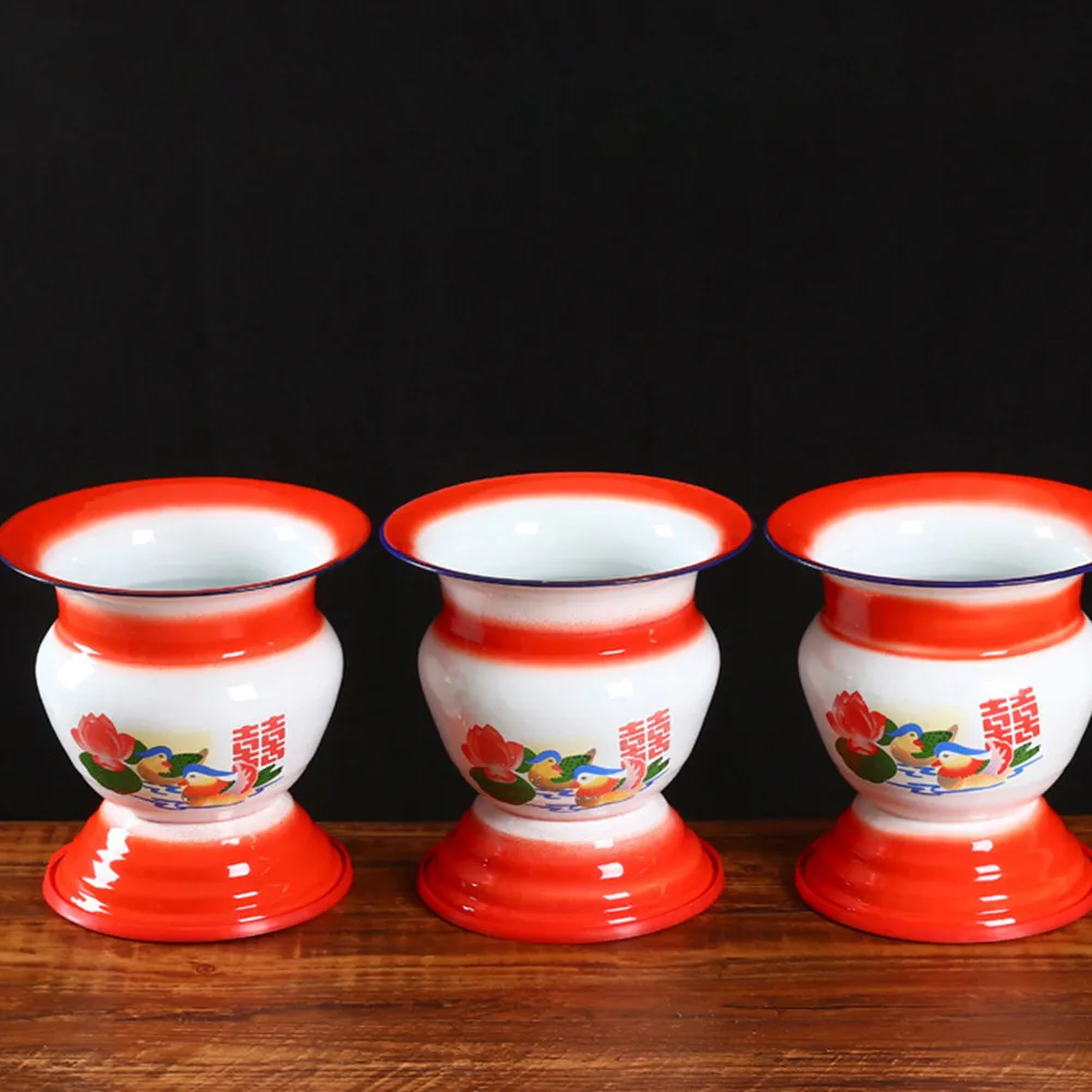 

1Pcs High Foot Enamel Spittoon Thick Material Compact Lightweight Practical Spittoon Portable Potty Urinal Basin Chinese