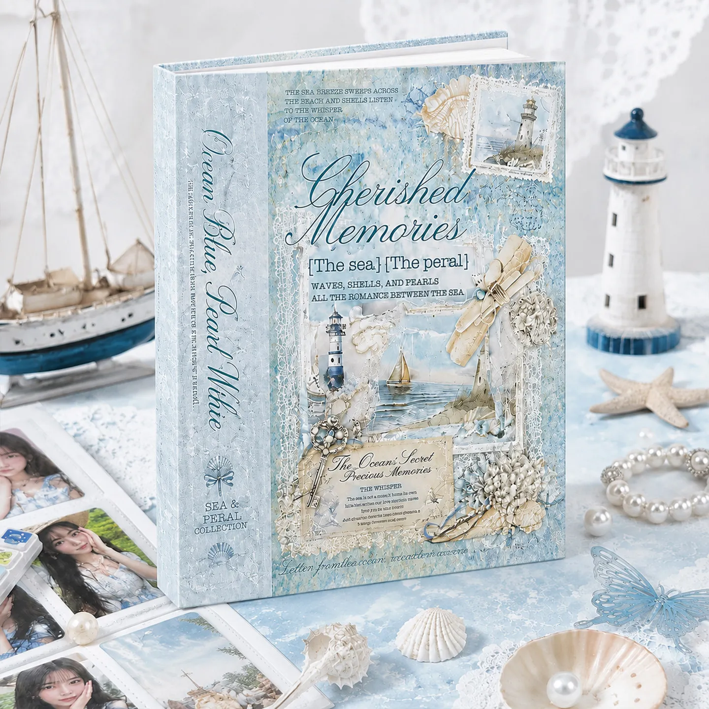 Shallow Sea A4 Card Binder, 9-Grid Photo Album for Trading Cards & Instant Polaroid Photos, Fan Collection Storage Book
