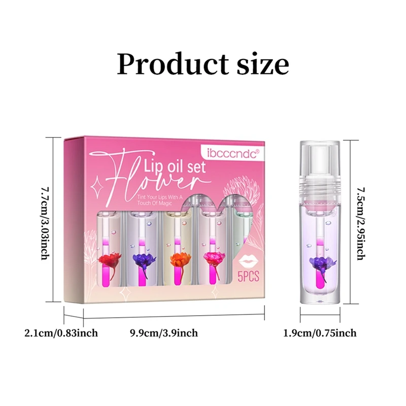 Ibcccndc Magic Color Change Lip Oil Flower Lipgloss PH Color Change Lipoil Pink Clear Lip Glaze Liquid Moisturizing