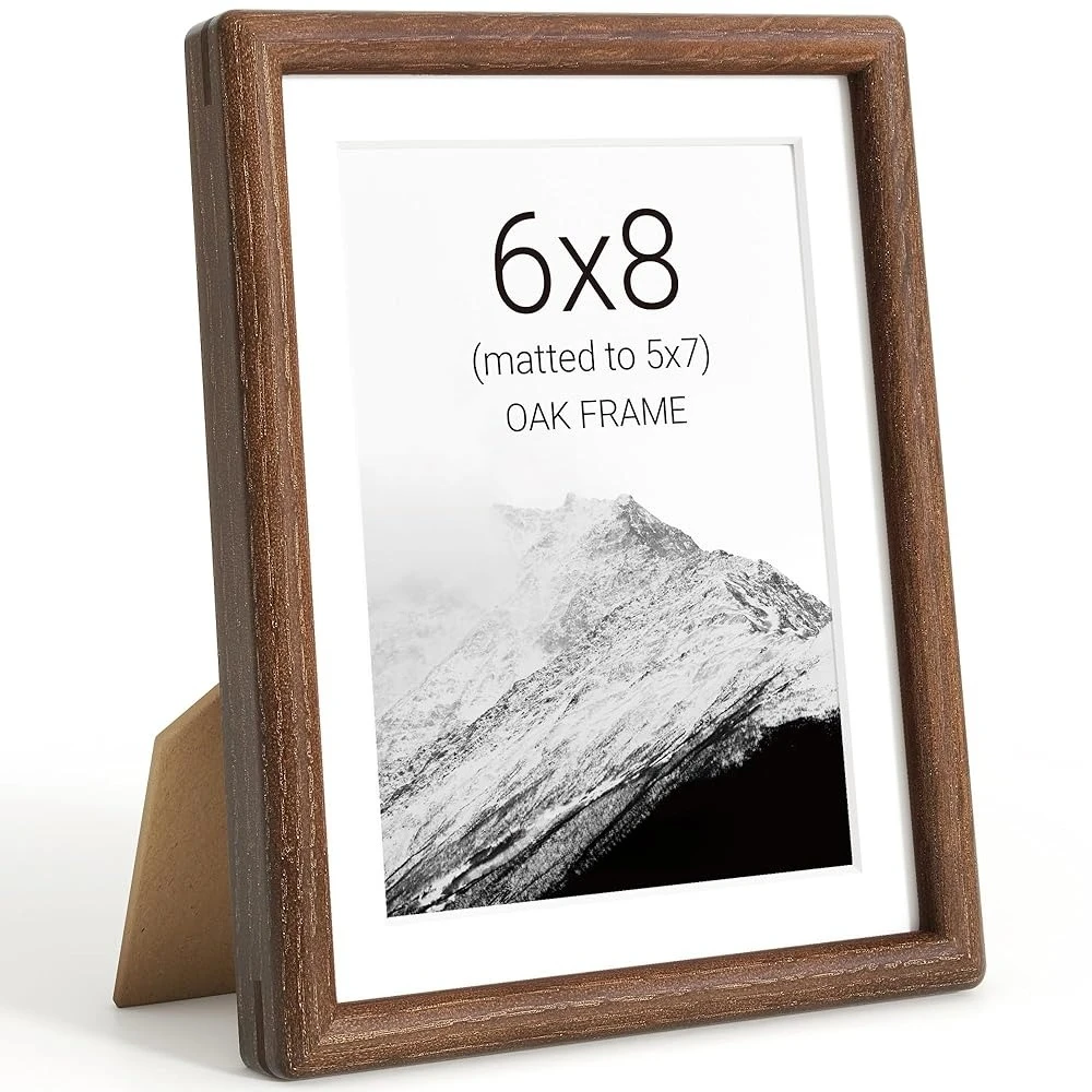 

Фоторамка 6x8, натуральное массивное дубовое дерево, для фотографий 5x7 с паспарту или 6x8 без паспарту, закаленное стекло, деревянные уголки с закругленными краями
