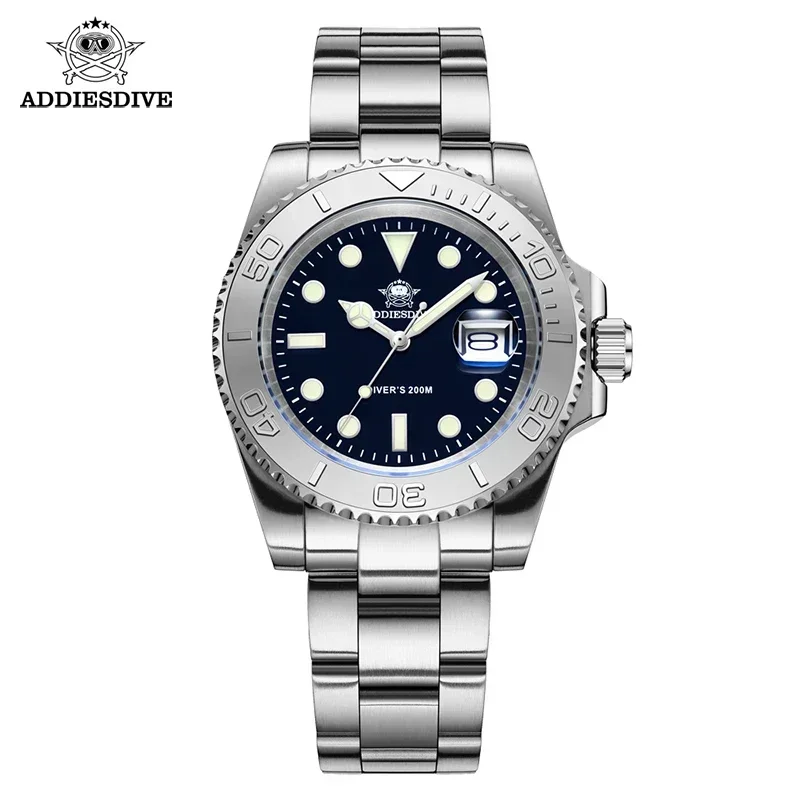 

ADDIESDIVE Luxurious Diver Watches Stainless Steel BGW9 Super Luminous Mineral Glass 200M Waterproof Quartz Watch for Men