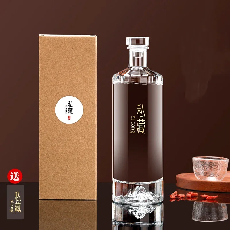 500ML round /Square shaped lead-free Alcohol Bottle barware whiskey decanter with glass lid for Liquor Scotch Bourbon