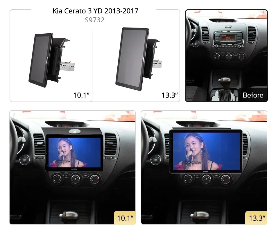 TS10 Android10.0 Ownice Car Radio Auto for  Kia Cerato 3 YD 2013-2017 with 13.3'' No DVD support USB Quick Charge Nano 1920*1080