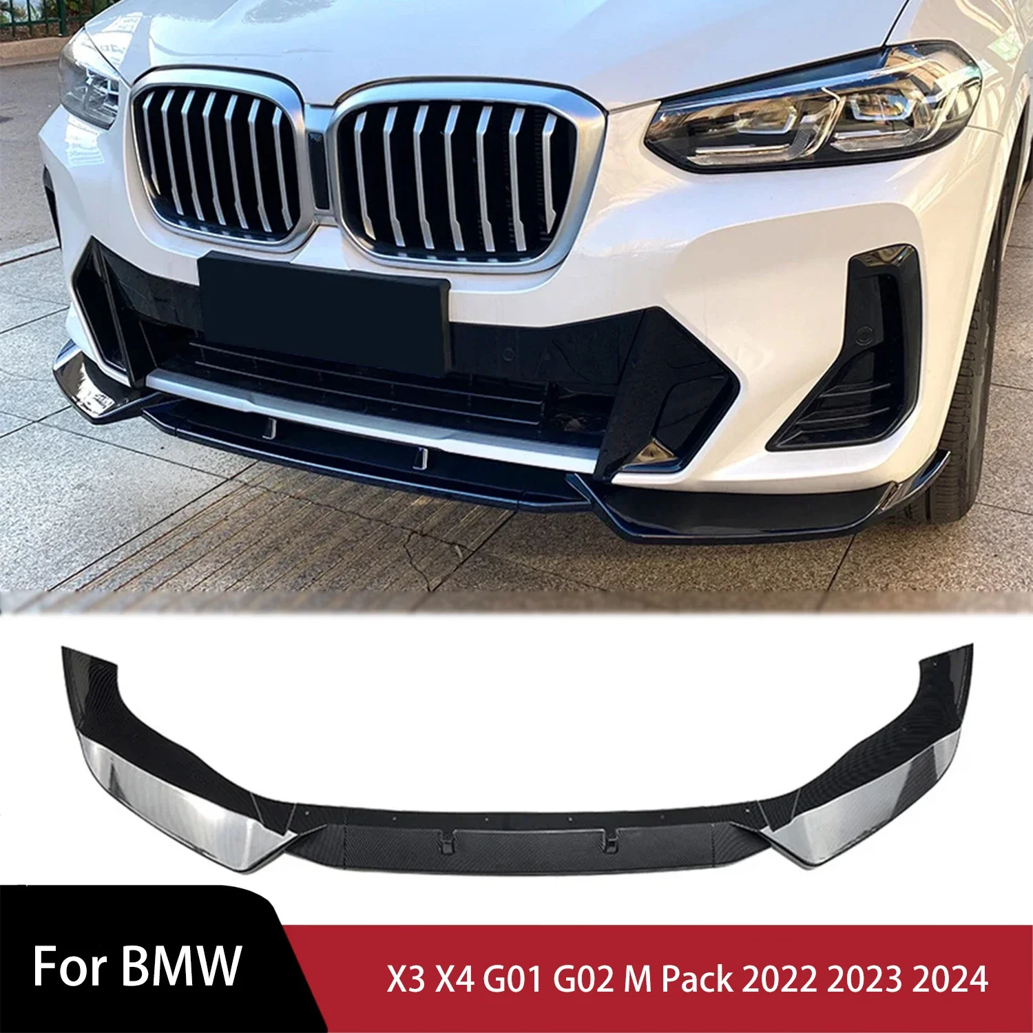 

Сплиттер для переднего бампера, спойлер для BMW X3 X4 G01 G02 M Pack 2022 2023 2024, набор для тюнинга автомобиля, защита переднего бампера