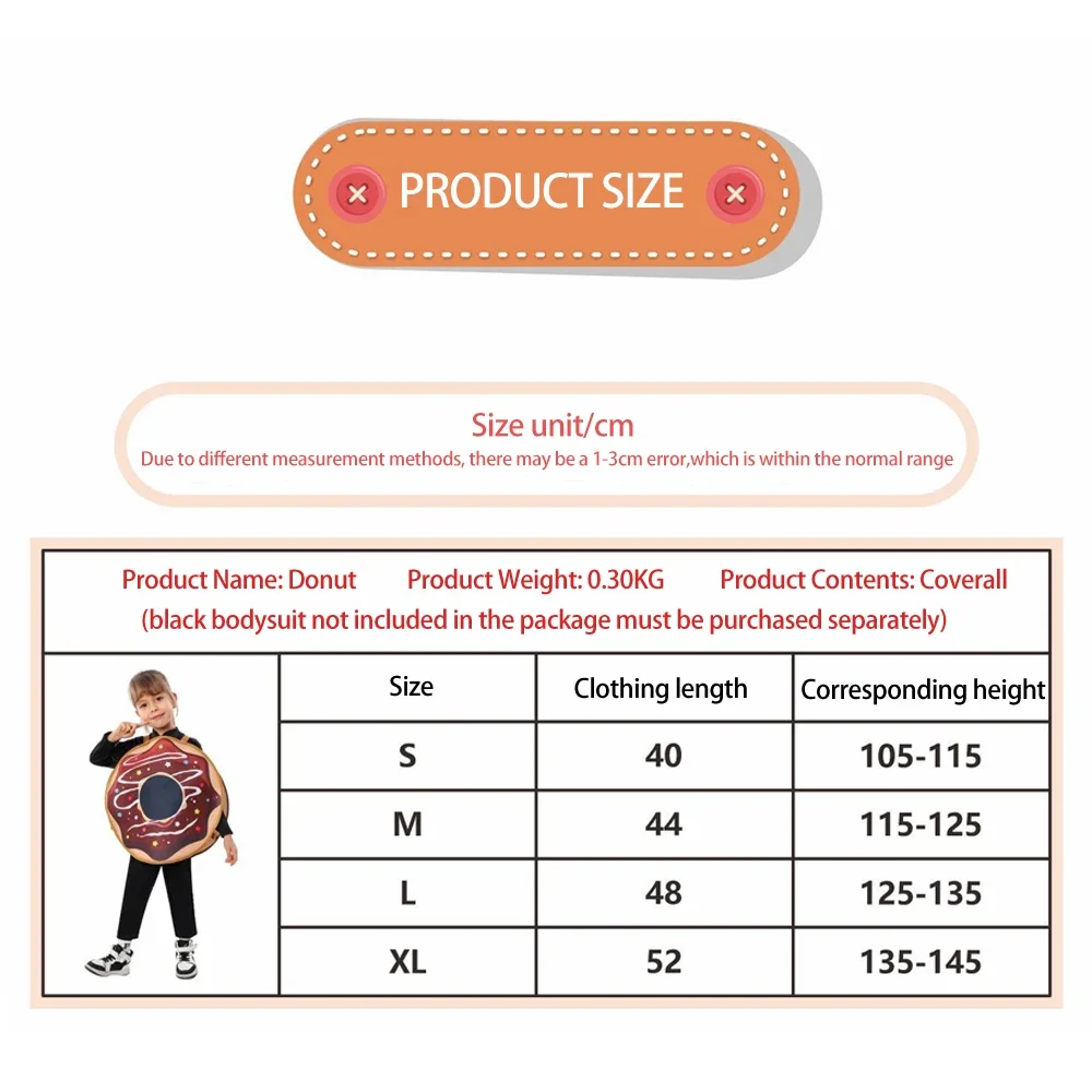 Dessert Lovers Group Halloween Costume Foe Kids Candy Themed Party Set Ice Cream Donut Pudding Role Play Matching Family Outfit