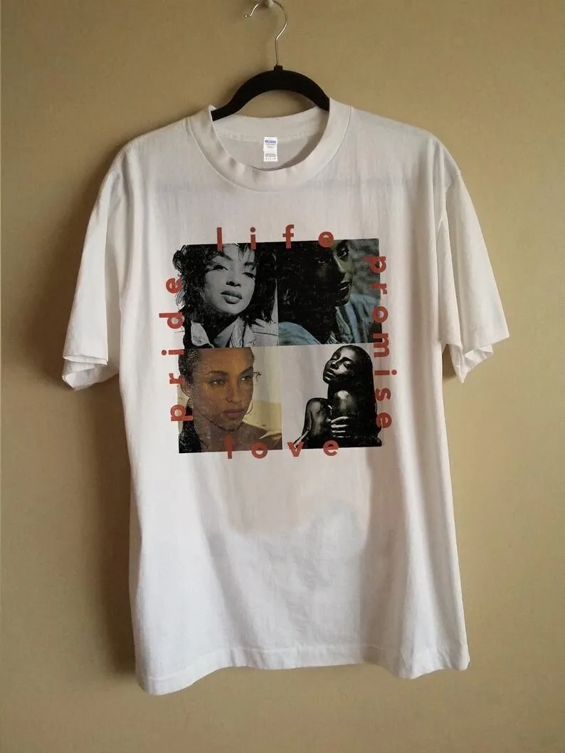 قميص Sade عتيق أبيض بأكمام قصيرة من القطن T للجنسين VN0549 ملابس الشارع كبيرة الحجم جرافيك جمالي قديم y2k