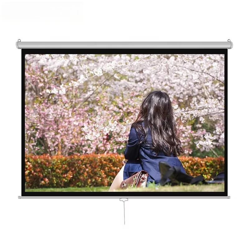 

100 120 150-дюймовый экран высокой четкости с ручным управлением, настенный проекционный экран, самоблокирующийся экран проектора, завод