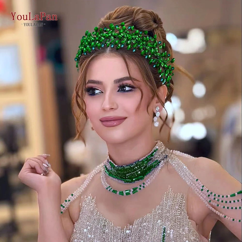 

YouLaPan Luxury Bridal Rhinestone Hair Hoop Pearls Wedding Headband Bridesmaid Shiny Headwear Woman Party Hair Accessories HP608