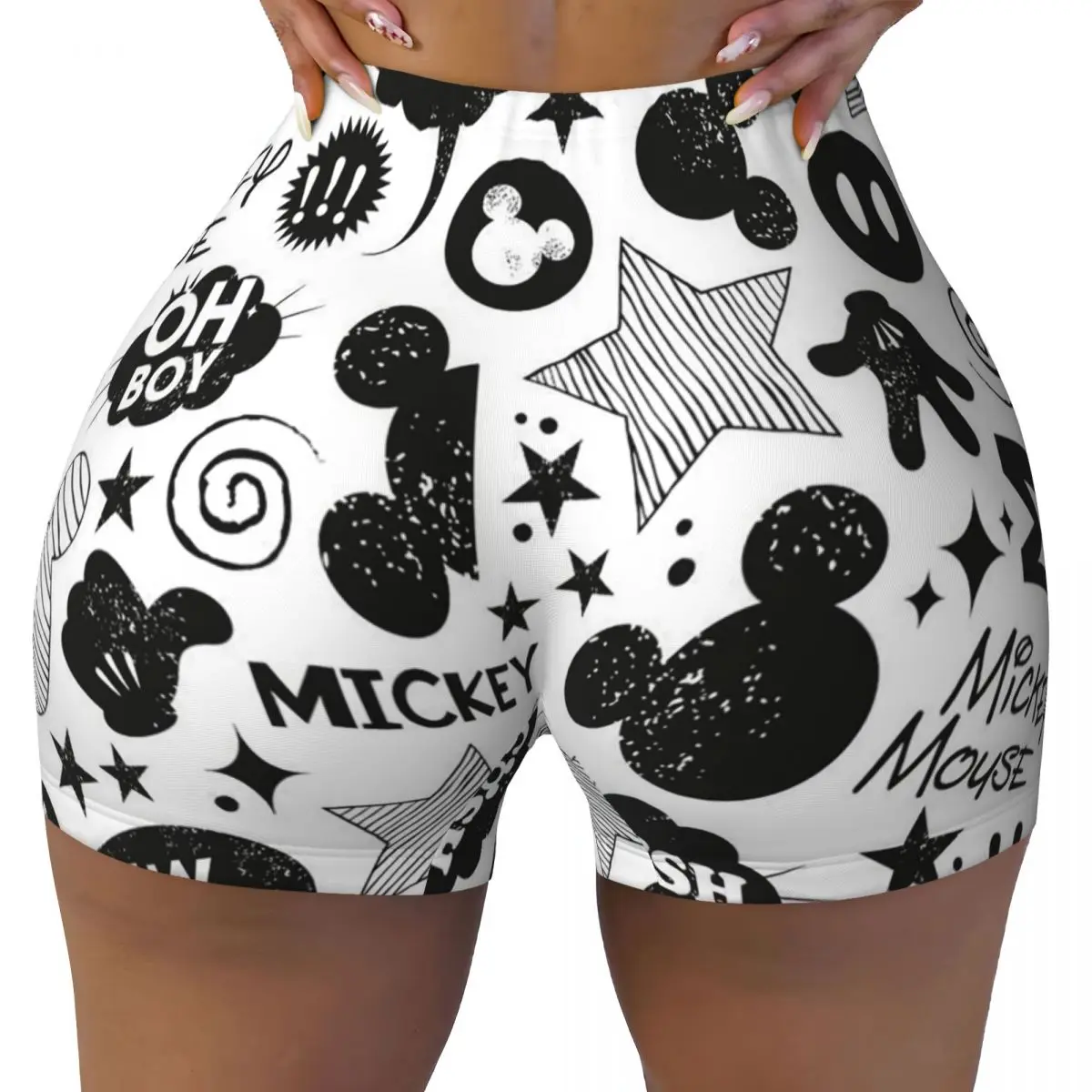 Mickey Cartoon Quick Dried Yoga Short Women's Running Fitness Workout Gym Sportswear