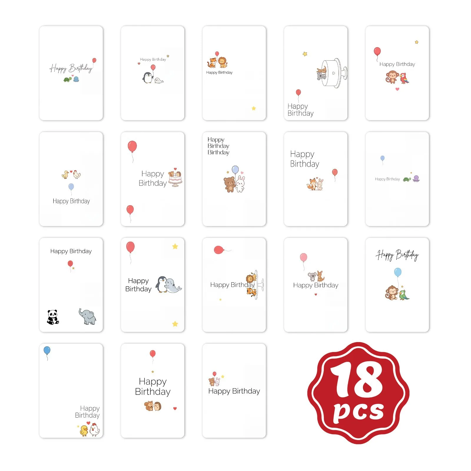 

18 Happy Birthday Greeting Card Set Birthday Wishes Birthday Gift Greeting Card Collection for Celebration and Gifting