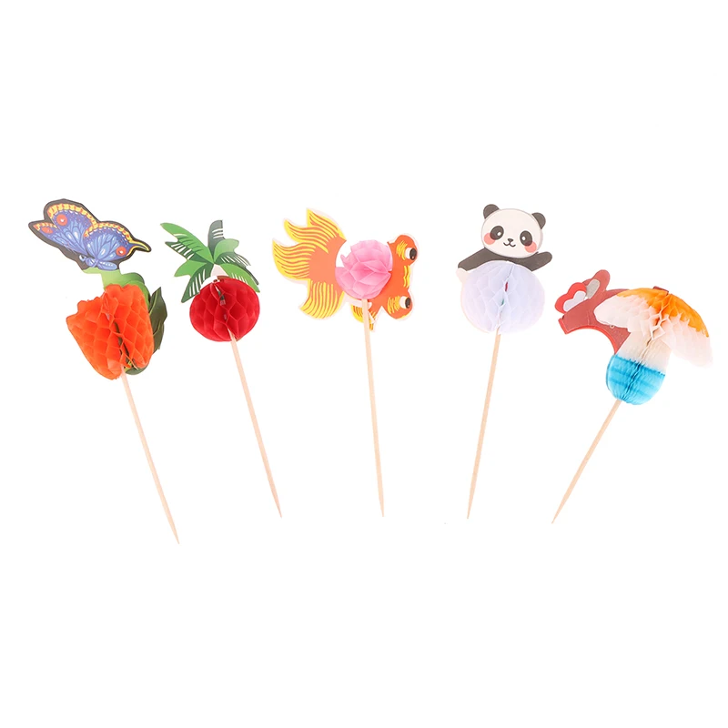 50Pc Panda Butterfly Rose Paper Umbrella Cocktail Parasols Drink Fruit Cake Topper Birthday Party DIY Dessert Drink Pick