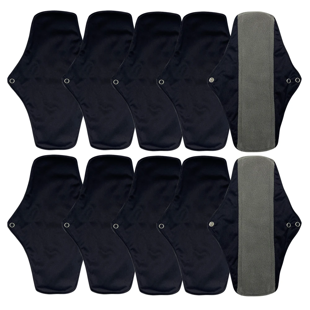 10 Piece Set Reusable Menstrual Pads for Women Washable Bamboo Charcoal Sanitary Napkins Eco-Friendly Cloth Period Pads