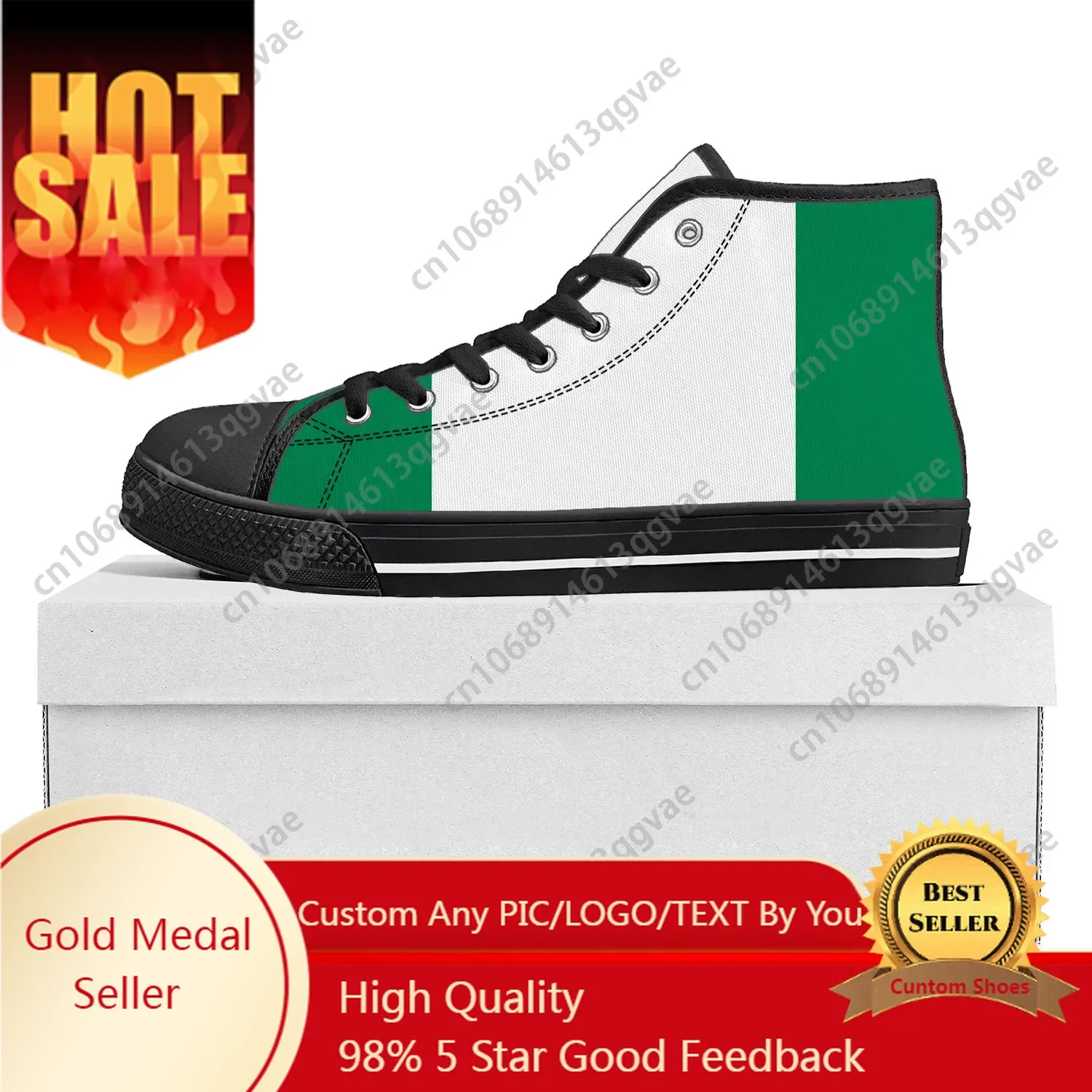 Nigerian Flag High Top High Quality Sneakers Mens Womens Teenager Canvas Sneaker Nigeria Casual Couple Shoes Custom Shoe