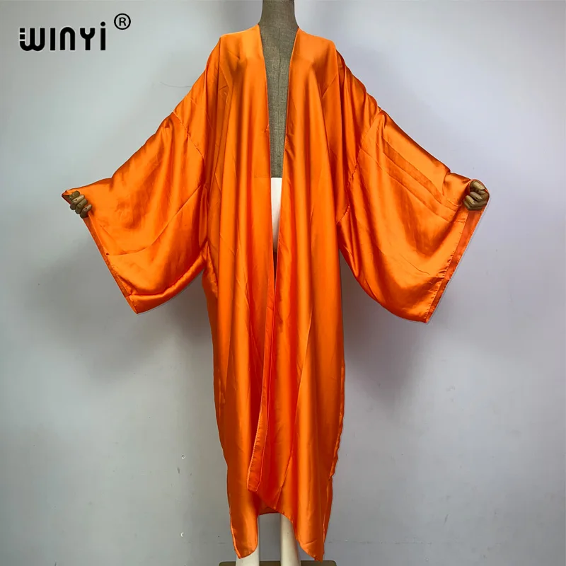 WINYI-Vêtements de plage kimono bohème pour femmes, kaftans monocolores, élégants, tenues de vacances, robe confortable