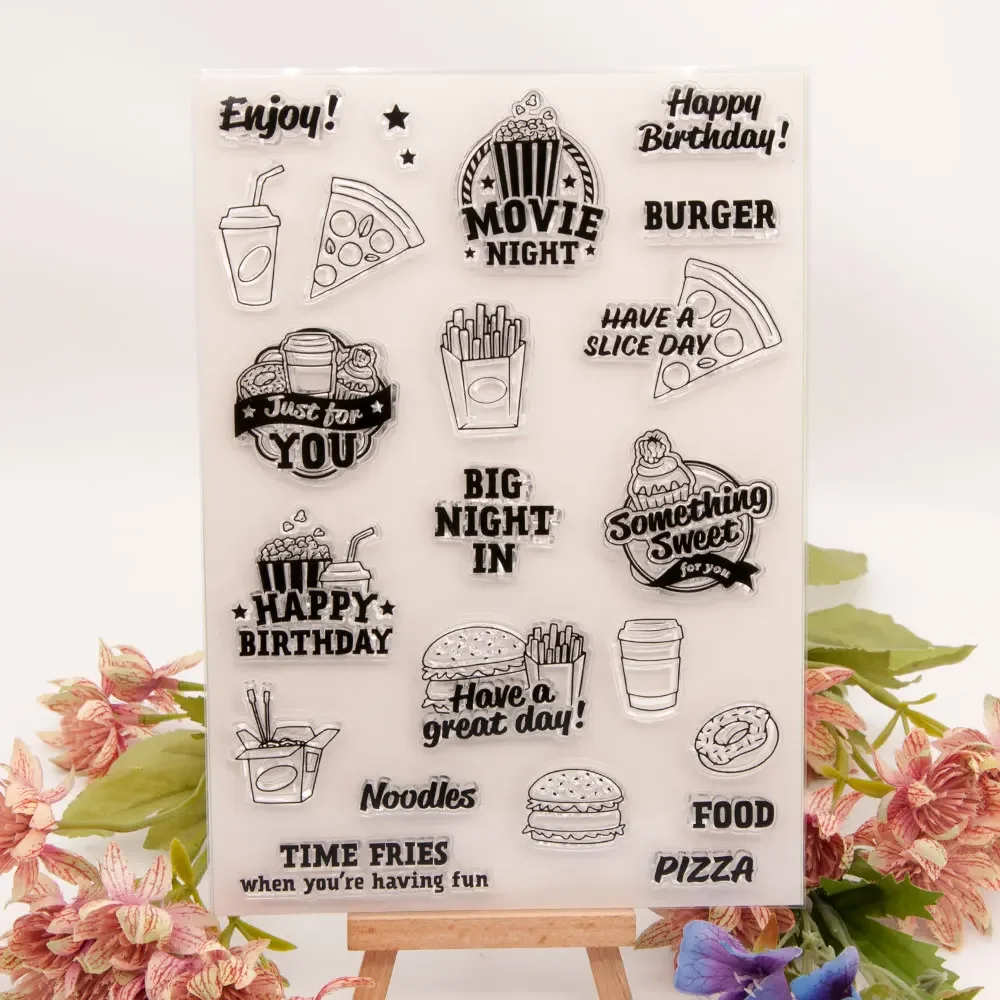 Birthday Burger Clear Stamp Transparent Silicone Seal for DIY Scrapbooking Card Making Photo Album Decoration Crafts Gift