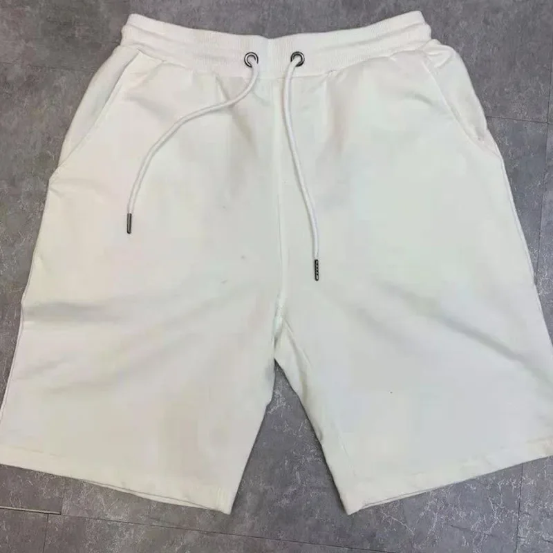 40KG-100KG Summer New 100% Cotton Soft Men’s Drawstring Waist Black White Yellow Pink Casual Shorts