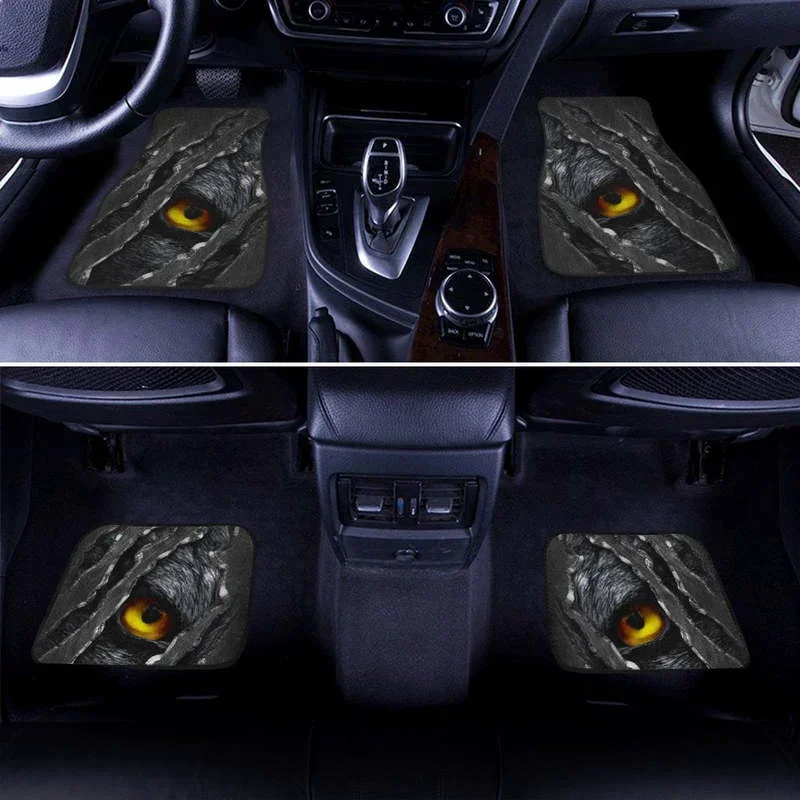 Wolf Eyes Car Floor Mats Custom Wild Animal Car Accessories 4PCs Pack