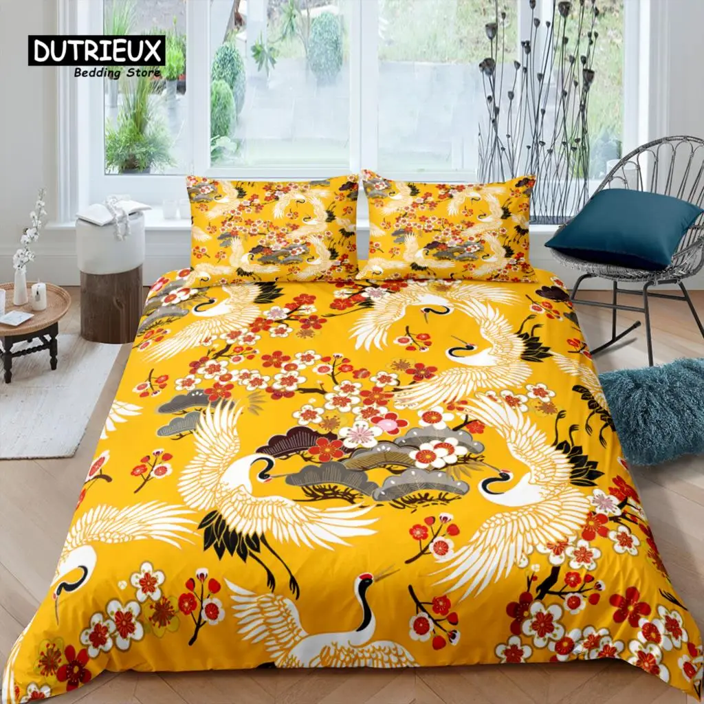 

Home Living Luxury 3D Crane Bedding Set Comfortable Duvet Cover Set Pillowcase Kids Bedding Set Queen and King EU/US/AU/UK Size