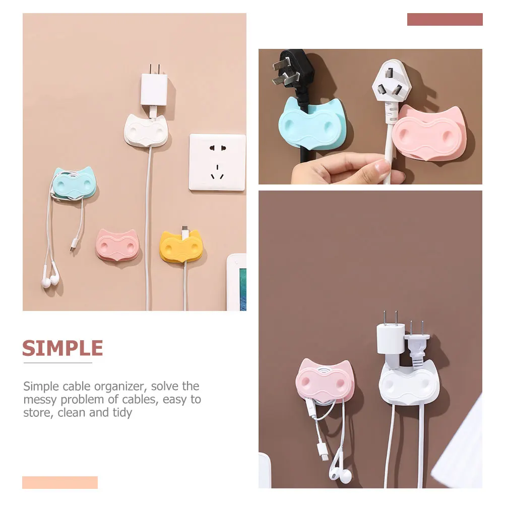

4 Pcs Sticky Cable Manager Cord Organizer Clips Holder Winder Adjustable Self-adhesive for Desk Pp Wire