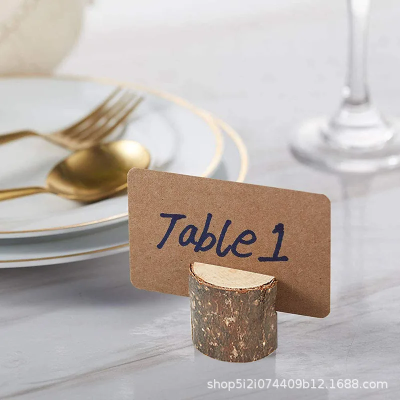10pcs Ecological Wood Stump Seat Clip Wooden Note Photo Holder Business Card Holder Wedding Birthday Party Graduation Decoration