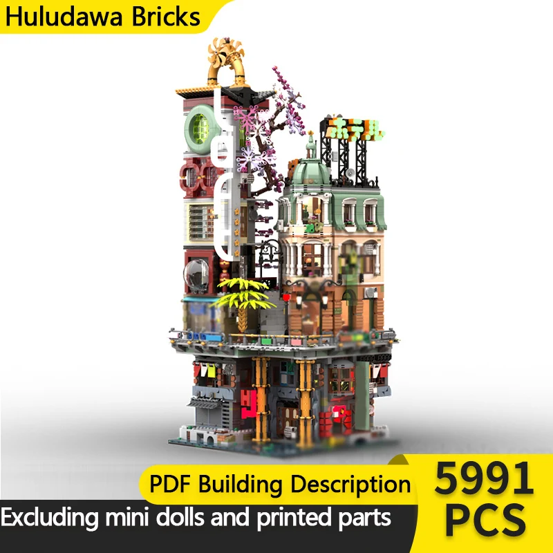 

City Street View Model MOC Building Bricks City Hotel Corner Modular Technology Children Holiday Gifts Assemble Toys Suit