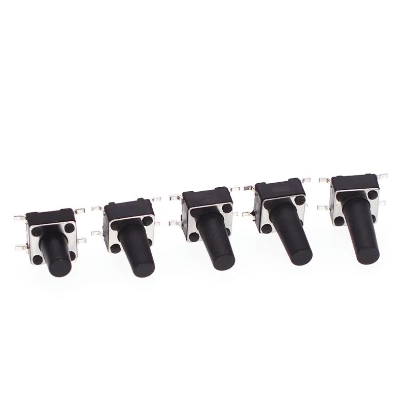 Tact Switch 6X6X4.3 SMD vertical Tactile Push Button Switch Height 4.3mm-12mm Micro Switch 4Pin SMT for Toy  Bluetooth Speaker