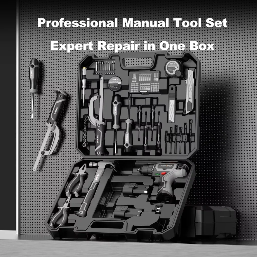 12V Electric Drill Kit Rechargeable Lithium Power Tool Set with Electric Screwdriver Hand Drill Multi-Functional for