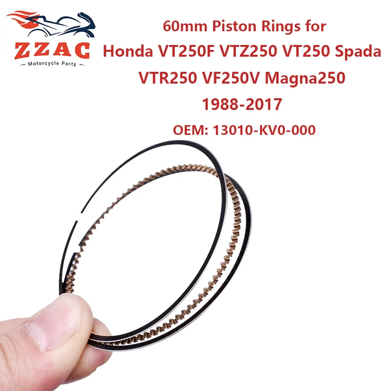 Juego de Anillos de Pistón de 60 mm para Honda VT250F VTZ250 VT250 Spada VTR250 VF250V Magna250, Piezas de Motocicleta de 60 mm, 13010-KV0-000