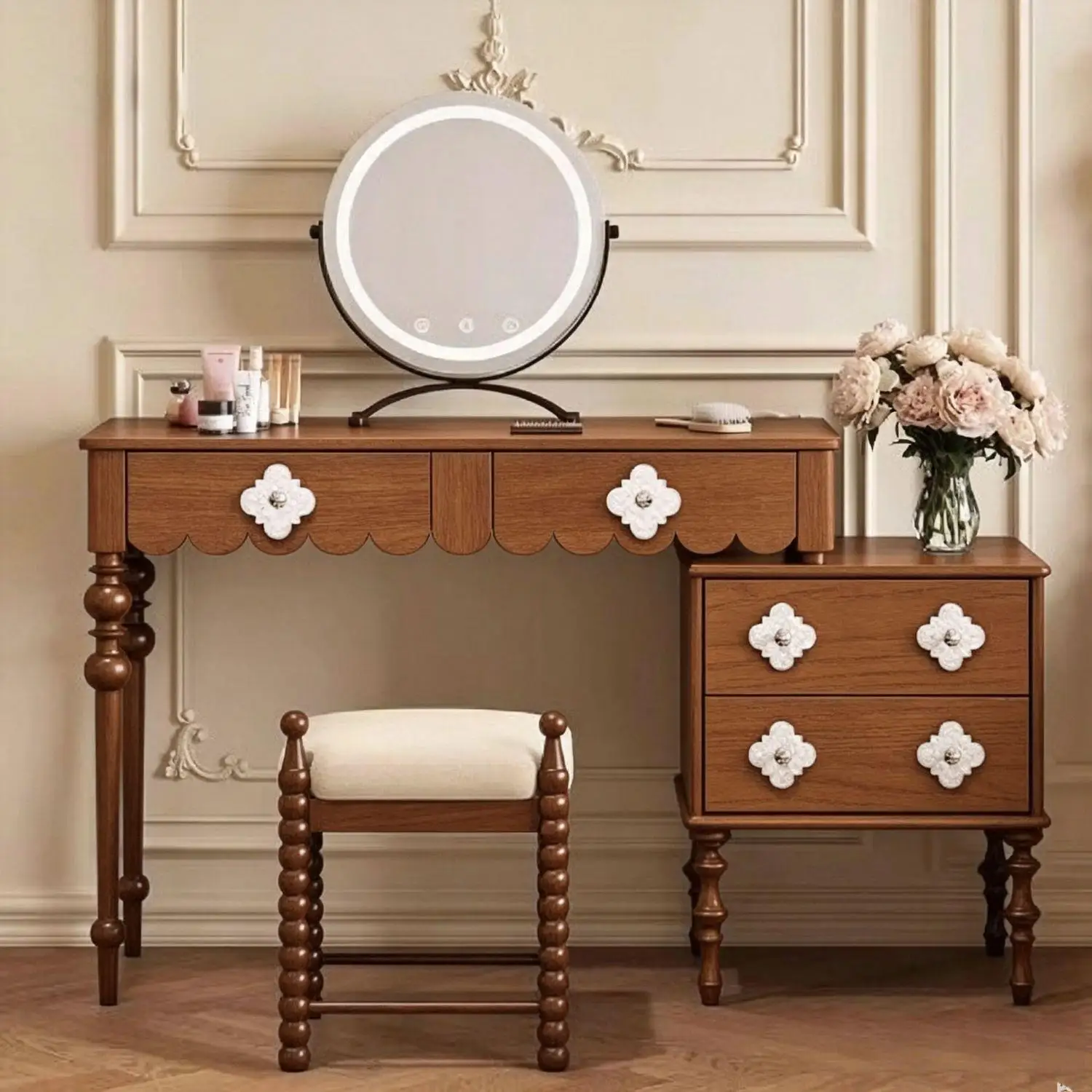 New model of extendable dressing table drawer for a high-end small apartment, black