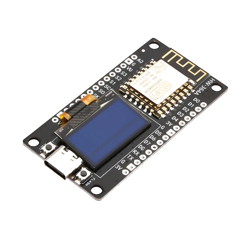 Placa de desenvolvimento Nodemcu, Micro USB tipo C, CH340C, módulo WiFi, 0, 96 Polegada Display OLED, CH340G, ESP-12F, módulo de driver WiFi
