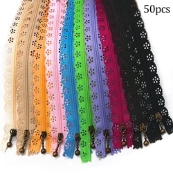 50Pcs Colorful 25cm Lace Closed Nylon Zippers Finish Zipper for DIY Sewing Tailor Craft Wedding Dress Purse Bags Accessories