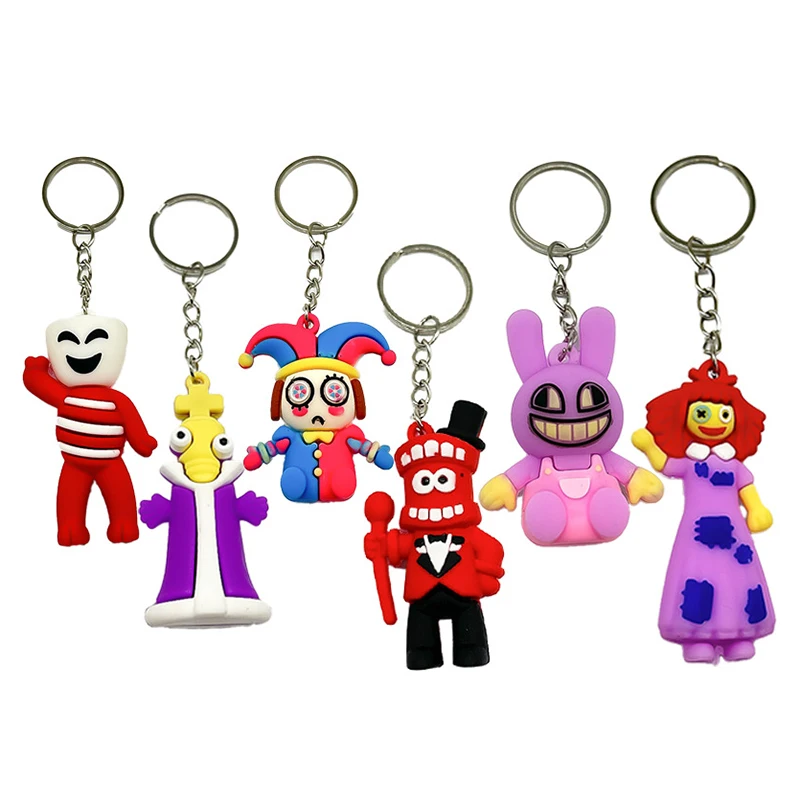 Cartoon Amazing Magic Number Circus Children's School Bag Pendant Host Big Tooth Streamer Monster Clown Bunny Keychain