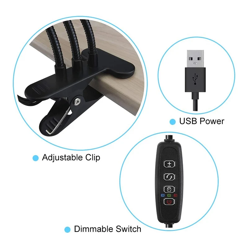 1-5 Heads USB LED Plant Grow Light Full Spectrum Timer Dimmable Phyto Lamp Clip Desk Grow Lamp Bulbs Succulent Vegetable Flower