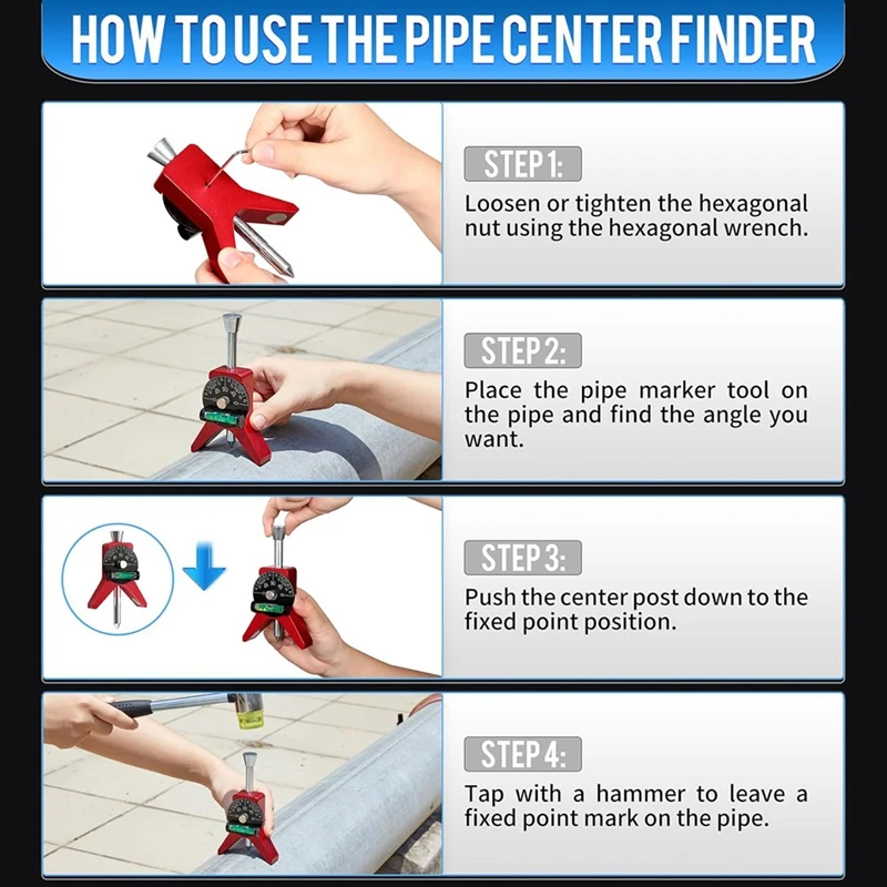 Pipe Center Finder, Center Finder Tool To Measure Pipe With 2.75Inch Ytype Base Fitted And Dial Bubble Protractor