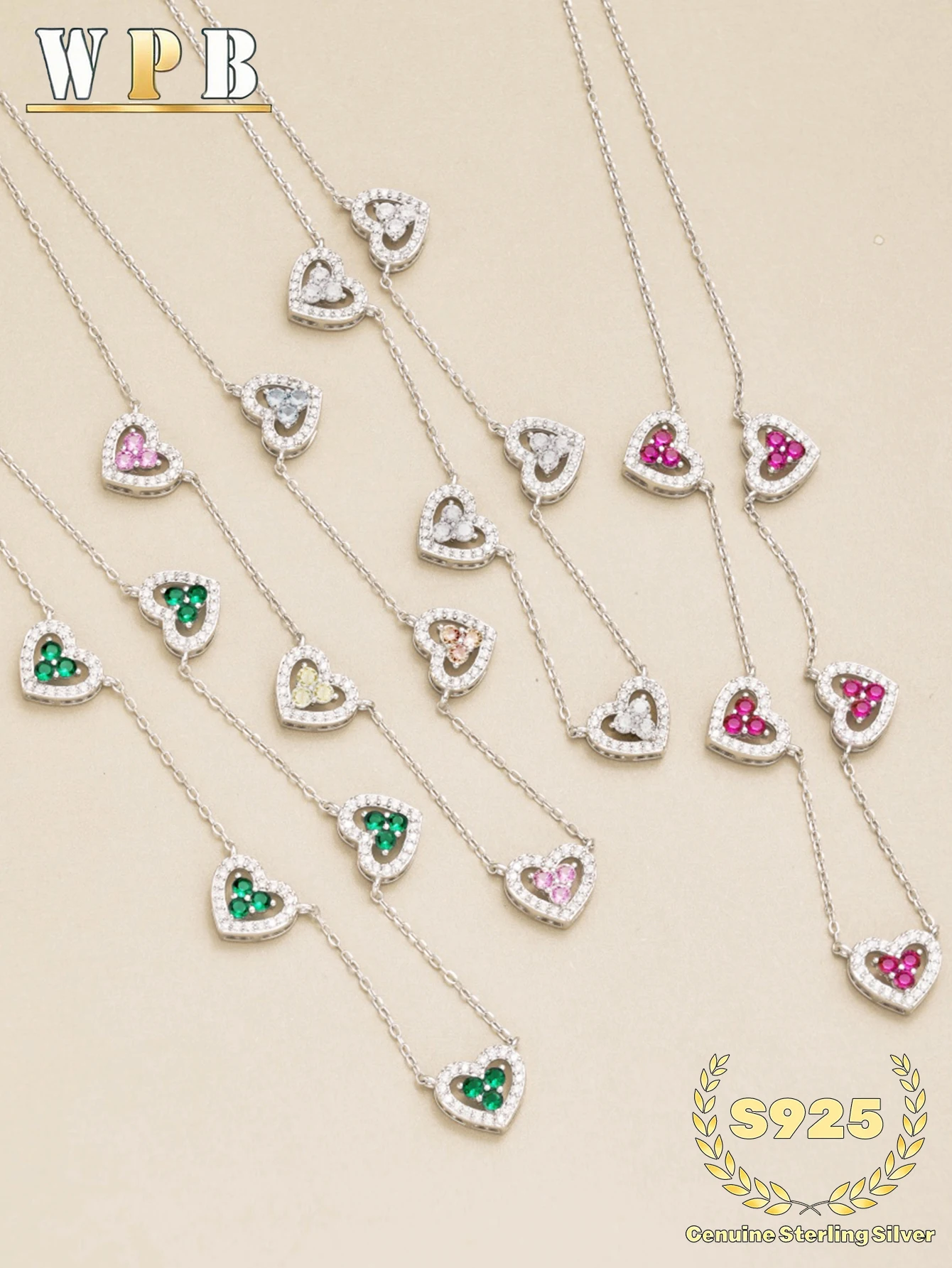 

Genuin‌e S925 Sterling Silver Hollow out 5 Hearts Necklace Cubic Zircon Adjustable Chain Jewelry Gift for Women Anniversary