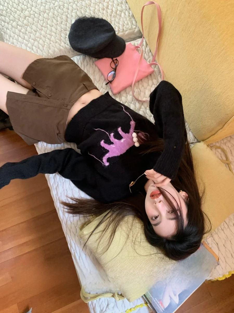 

Mary 3D Knitted Sweater ort Sve round Ne Pullover Wool Blend Yarn Thiened Winter Sle Faion Commute Sle