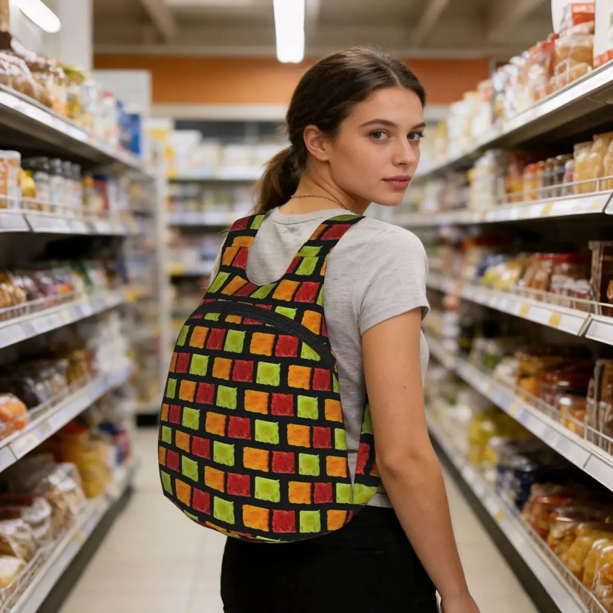 Geometric Shapes Made Of Tomatoes Backpack Student BookBag Children Storage School Bag Computer Shoulder Bags for Men Women