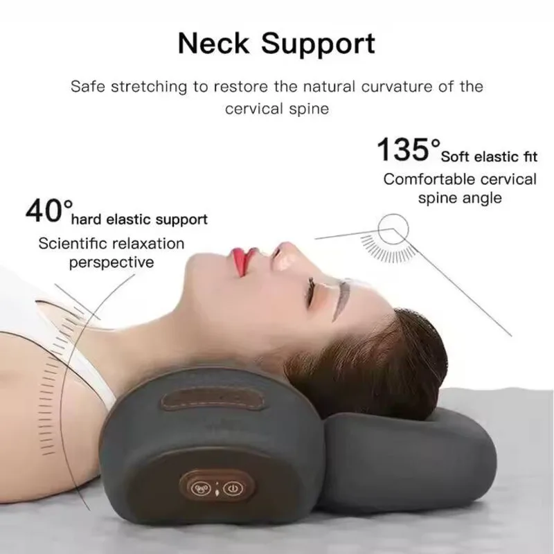 

Electric Neck Massager Cervical Pillow Hot Compress Neck Stretch Heating Vibration Neck Shoulder Massage Pillow Back Traction