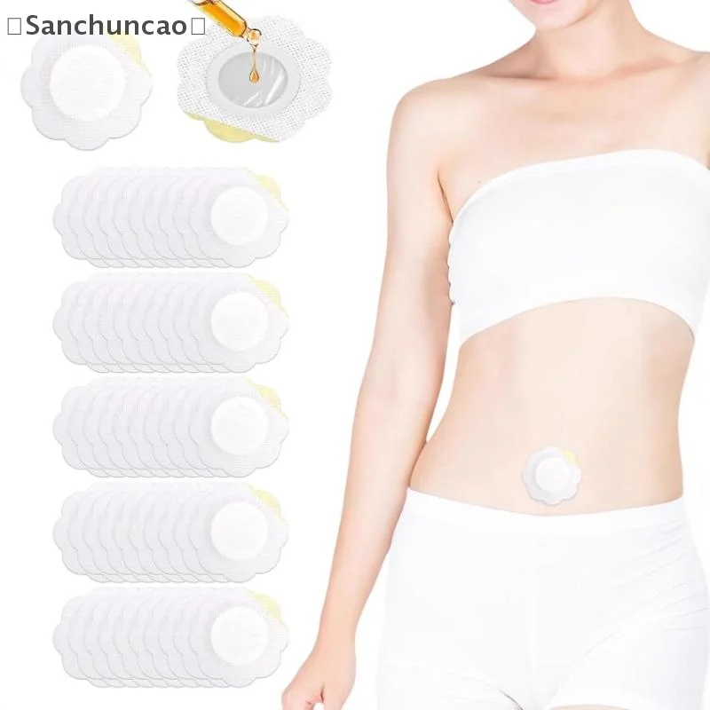 [San] 50개 교체용 일회용 피마자유 팩 자체 접착 접착제 배꼽 스티커 침투 방지 배꼽 보호