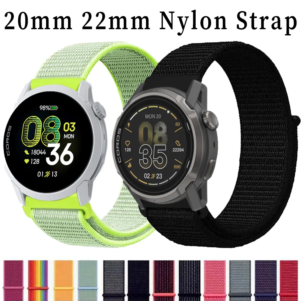 20/22mm Nylon Strap for COROS APEX2-4 42mm/PACE Pro/3/4 CMF Watch 3 Pro Breathable Band for Suunto Vertical 2/Race 2-S/Ocean/Run