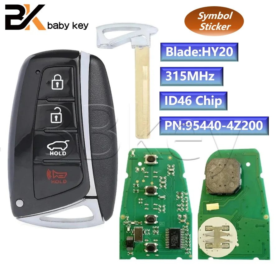 PN:95440-4Z200 for Hyundai Santa Fe 2013-2018 315MHz ID46 Chip FCC ID:SY5DMFNA04  Keyless Go Smart Remote Car Key 